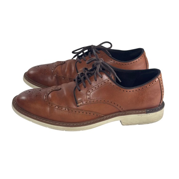 Cole Haan Grand OS Wingtip Oxford Brown Leather Dress Shoes Size 10M Preppy